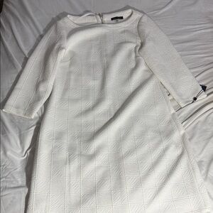 Tommy Hilfiger White Textured Long-Sleeve Shift Dress